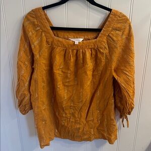 EUC LC Lauren Conrad Boho Mustard Blouse size M